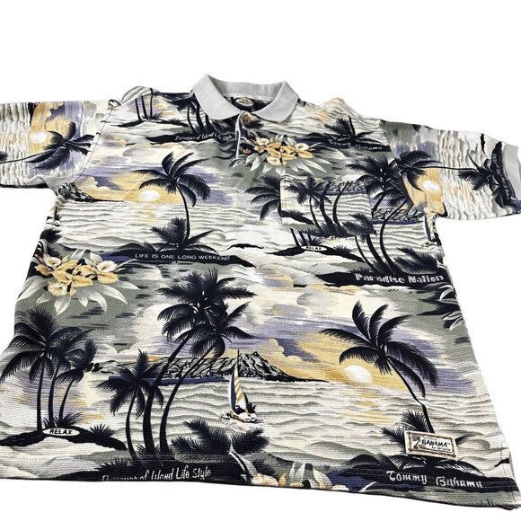 Tommy Bahama Other - Tommy Bahama Aloha Tropic Polo Mens Coconut Tree Hawaiian Cotton Vintage Classic